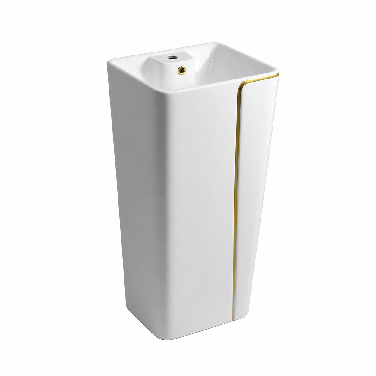 LAVATORIO PEDESTAL LIORA MINIMALISTA BLANCO C/LINEA DORADA (44X36.5X86) - FRATELLI PREMIUM